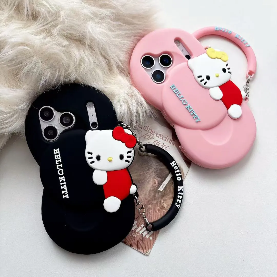 Cute Lying Down Bow Hello Kitty Case for iPhone 17 – Compatible with iPhone 16/15 Pro Max/14 Pro Max/13, Soft TPU Shockproof Bumper Cover